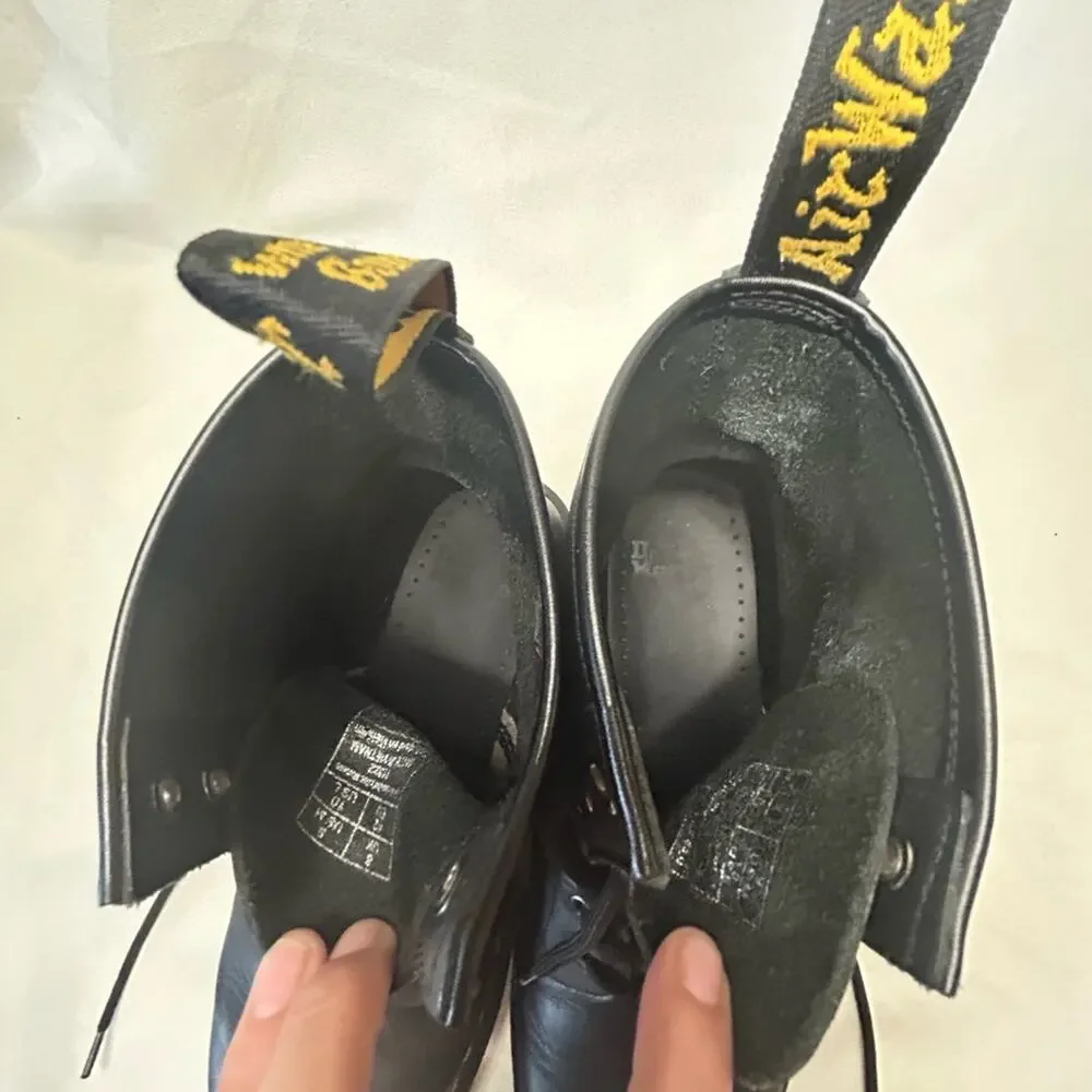 Dr. Martens Embiry  Black Chelsea Combat Boots with Yellow Stitching. Men’s  8
